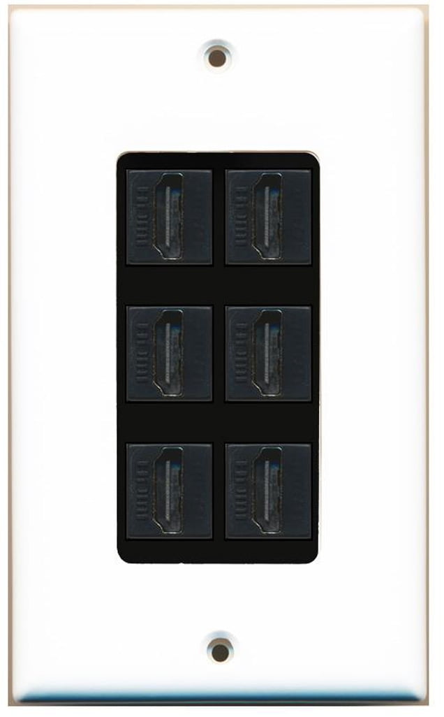RiteAV - 6 Port HDMI 2.0 Decorative Wall Plate (White & Black)