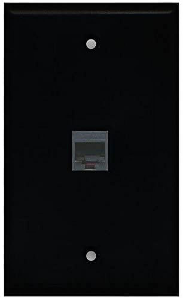 RiteAV Rj11/12 Phone Black Wall Plate 1 Gang Flat Black