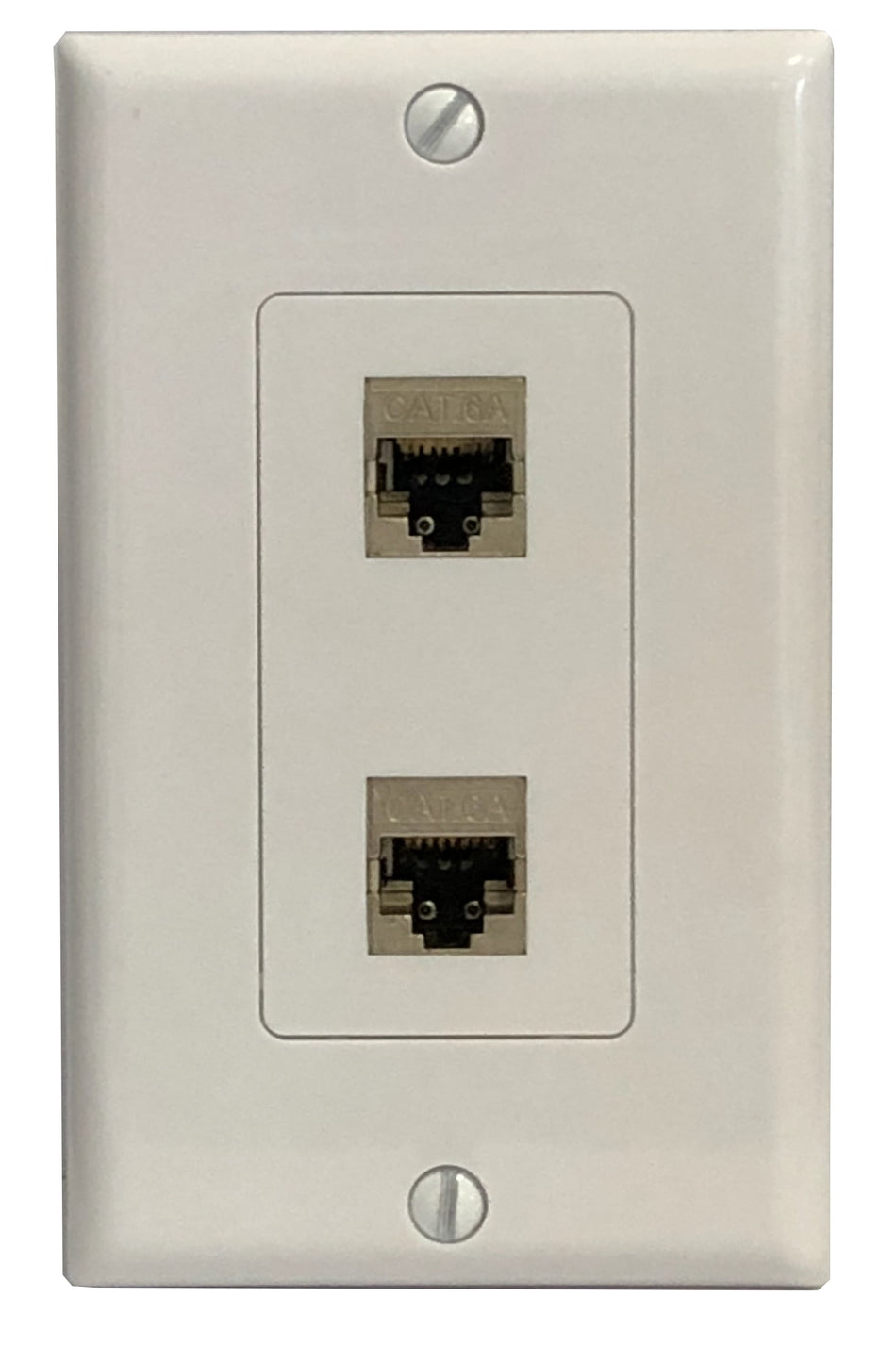 RiteAV CAT 6A 2 Port Shielded Cat6a Punchdown Wall Plate 1 Gang Decorative - White