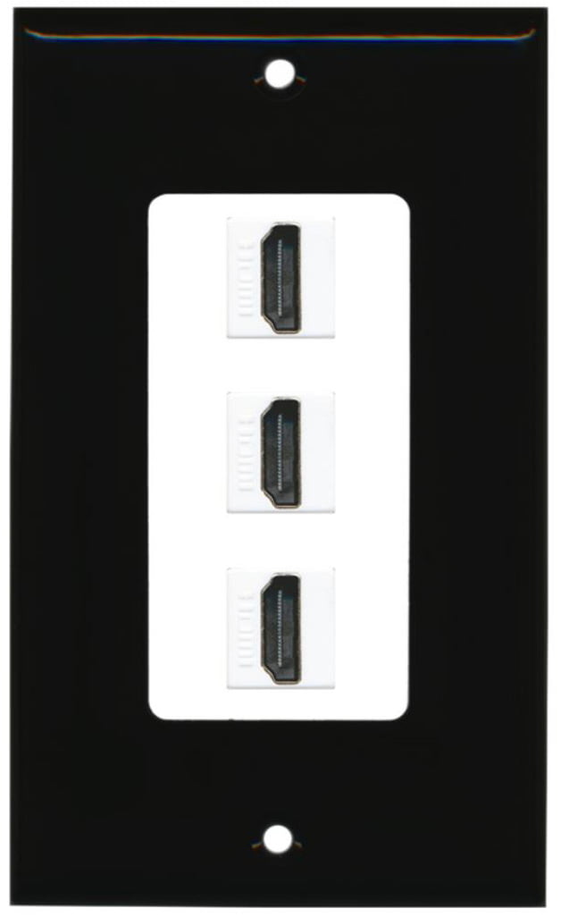 RiteAV - 3 Port HDMI 2.0 Decorative Wall Plate (Black & White)