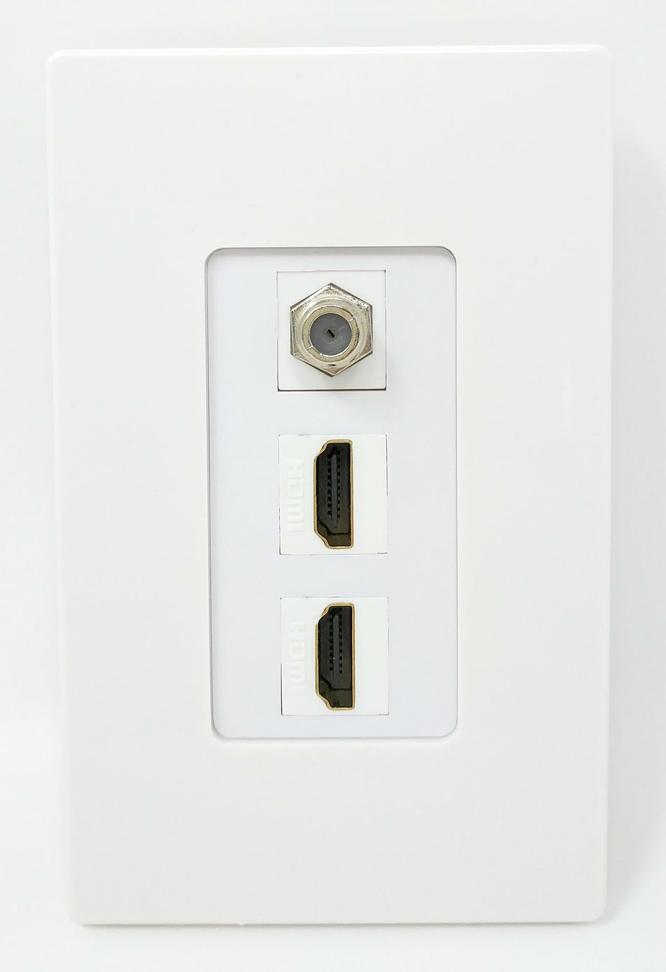 RiteAV - 2 Port HDMI 1 Coax Cable TV- F-Type Decorative Screwless Wall Plate