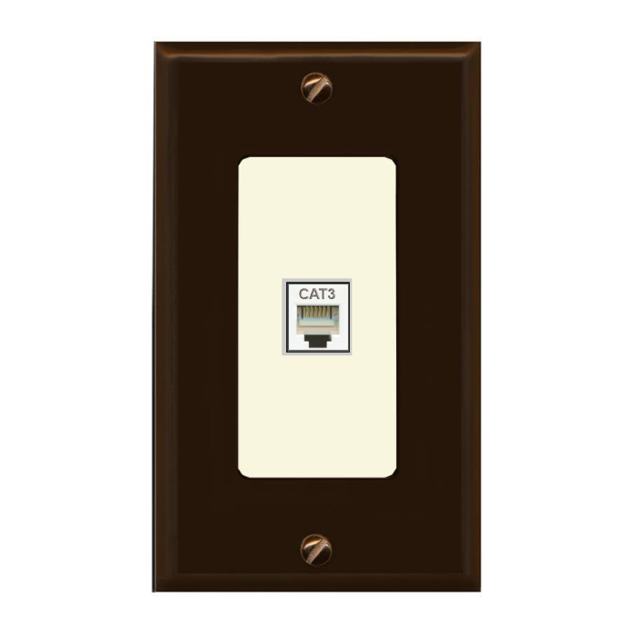 RiteAV Custom Wall Plate 1 Port - 1 Gang [Brown/Light-Almond]