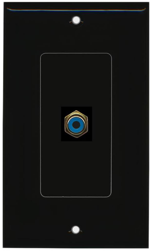 RiteAV - 1 RCA Blue for Subwoofer Audio Port Wall Plate Decorative - Black