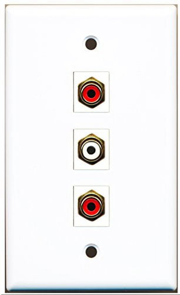 RiteAV - 2 Port RCA Red and 1 Port RCA White Wall Plate