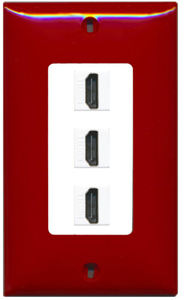 RiteAV - 3 Port HDMI 2.0 Decorative Wall Plate (Red & White)