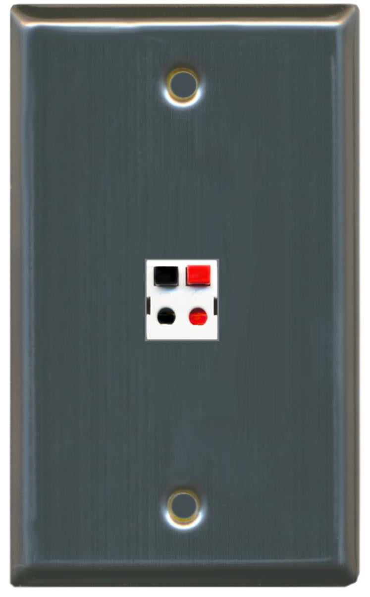 RiteAV - 1 Port Speaker Wall Plate - Stainless Steel - Bracket Included
