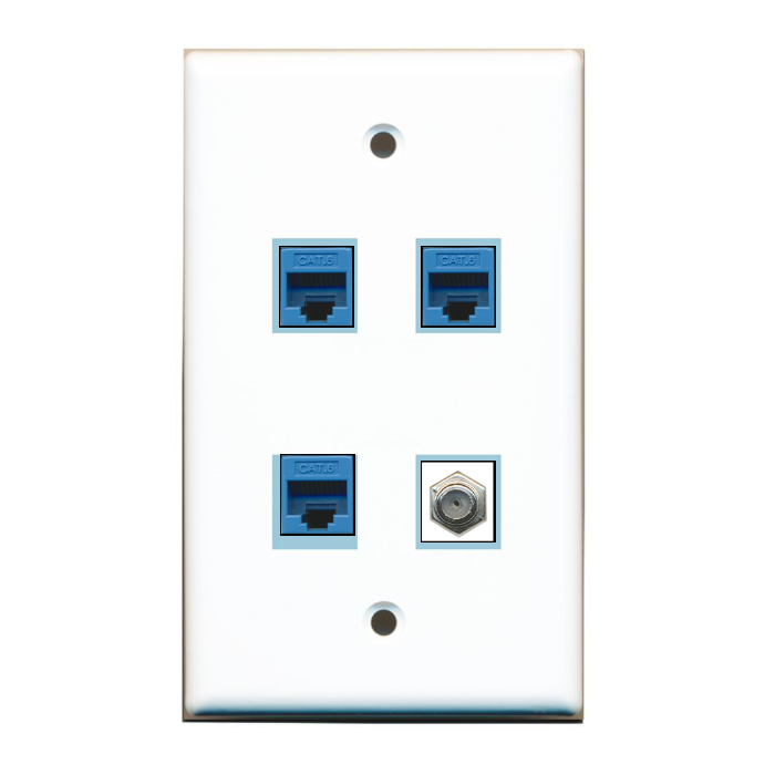 4 Port Custom Keystone Wall Plate Solid White