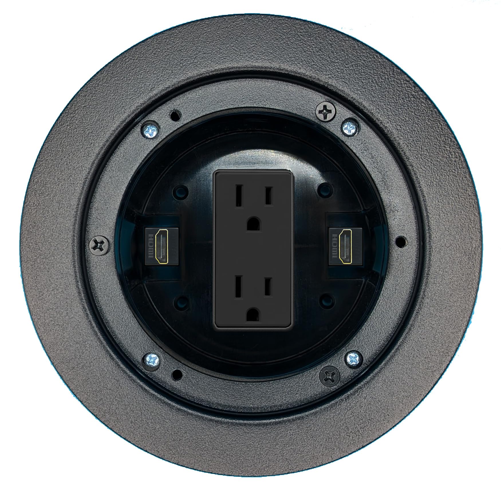 RiteAV HDMI HDMI Floor Box Wall Plate with Power Outlet [Black]