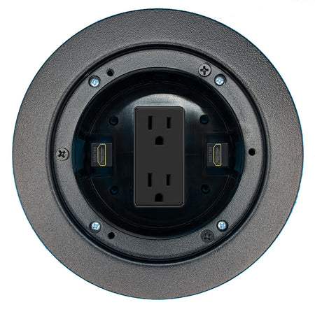 RiteAV HDMI HDMI Floor Box Wall Plate with Power Outlet [Black]