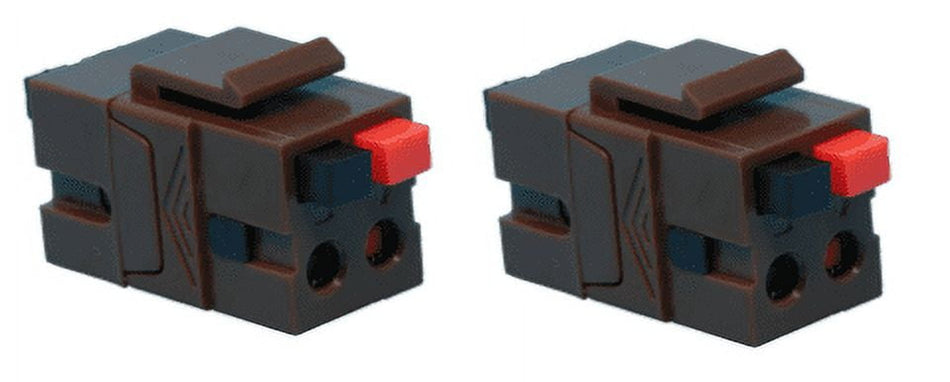 RiteAV Speaker Spring Clip Keystone Jack for Wall Plates - Female to Female - Brown - 2 Pack