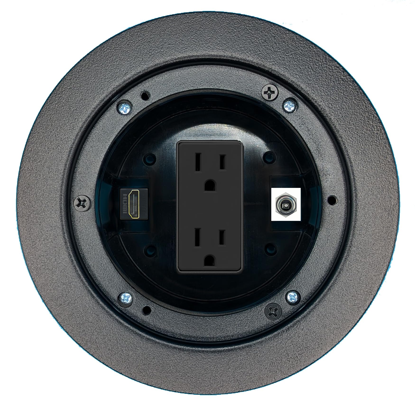 RiteAV DC-Power HDMI Floor Box Wall Plate with Power Outlet [Black]