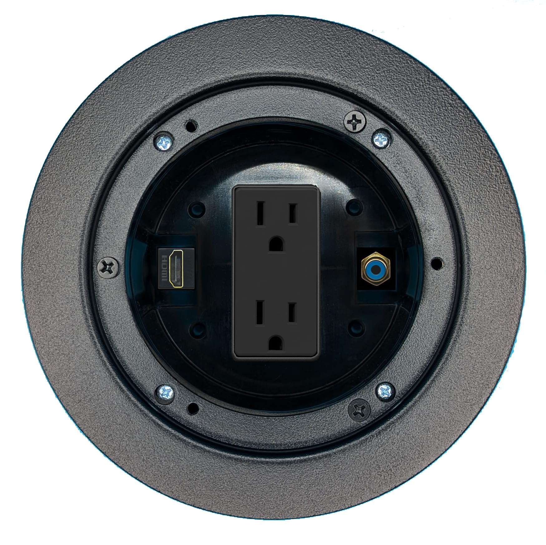 RiteAV RCA-Blue HDMI Floor Box Wall Plate with Power Outlet [Black]