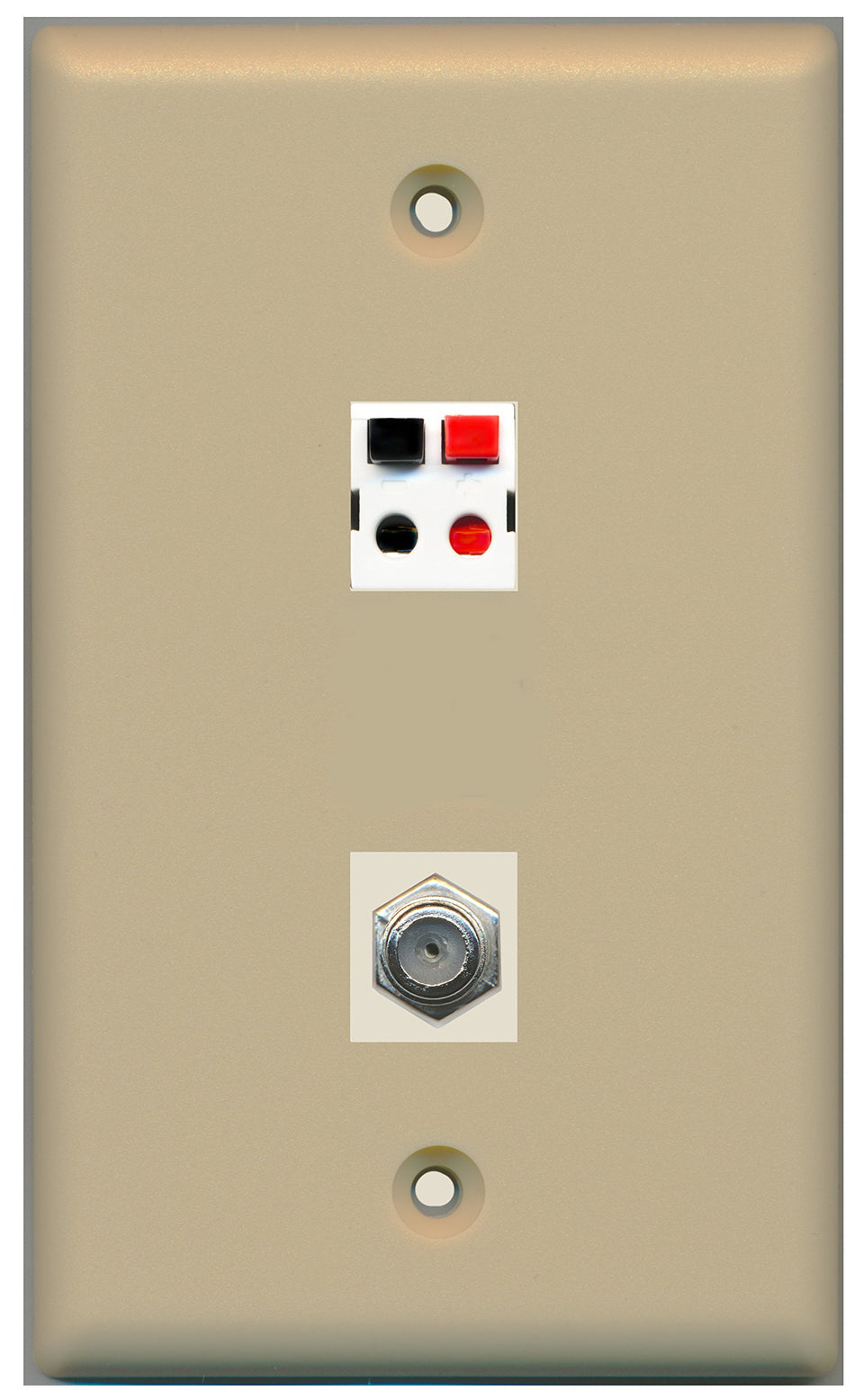 RiteAV - 1 Port Coax Cable TV- F-Type Ivory 1 Port Speaker Wall Plate - Bracket Included