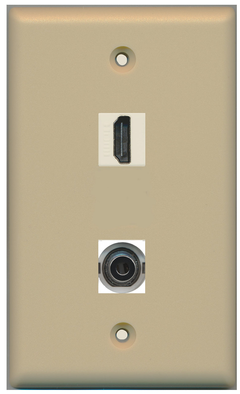 RiteAV - 1 Port 3.5mm 1 Port HDMI Ivory Wall Plate - Bracket Included