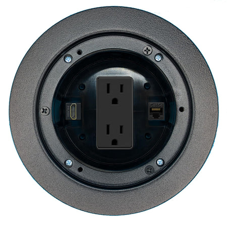RiteAV CAT5E HDMI Floor Box Wall Plate with Power Outlet [Black]