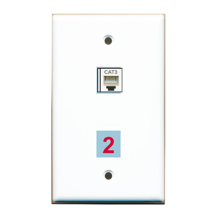 2 Port Custom Keystone Wall Plate Solid White