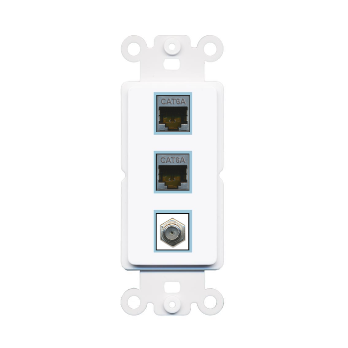 3 Port Custom Keystone Wall Plate DecorZ Rocker White