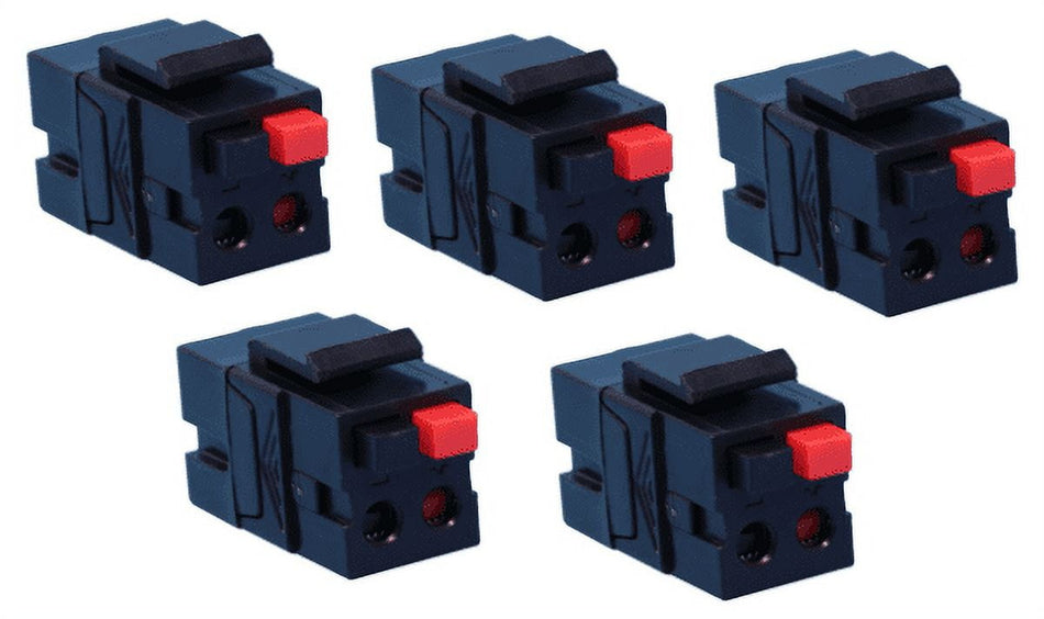 RiteAV Speaker Spring Clip Keystone Jack for Wall Plates - Female to Female - Black - 5 Pack