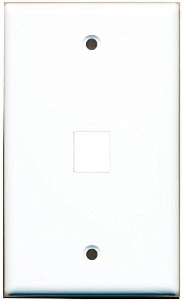 RiteAV Blank Wall Plate for Keystone Jacks - White 1 Gang 1 Port