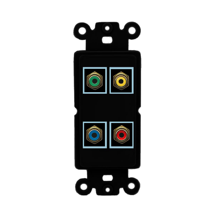 4 Port Custom Keystone Wall Plate DecorZ Rocker Black