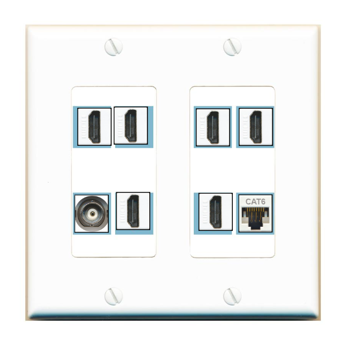 DecorZ Custom Wall Plate White 2 Gang with up to 8 Keystone Ports