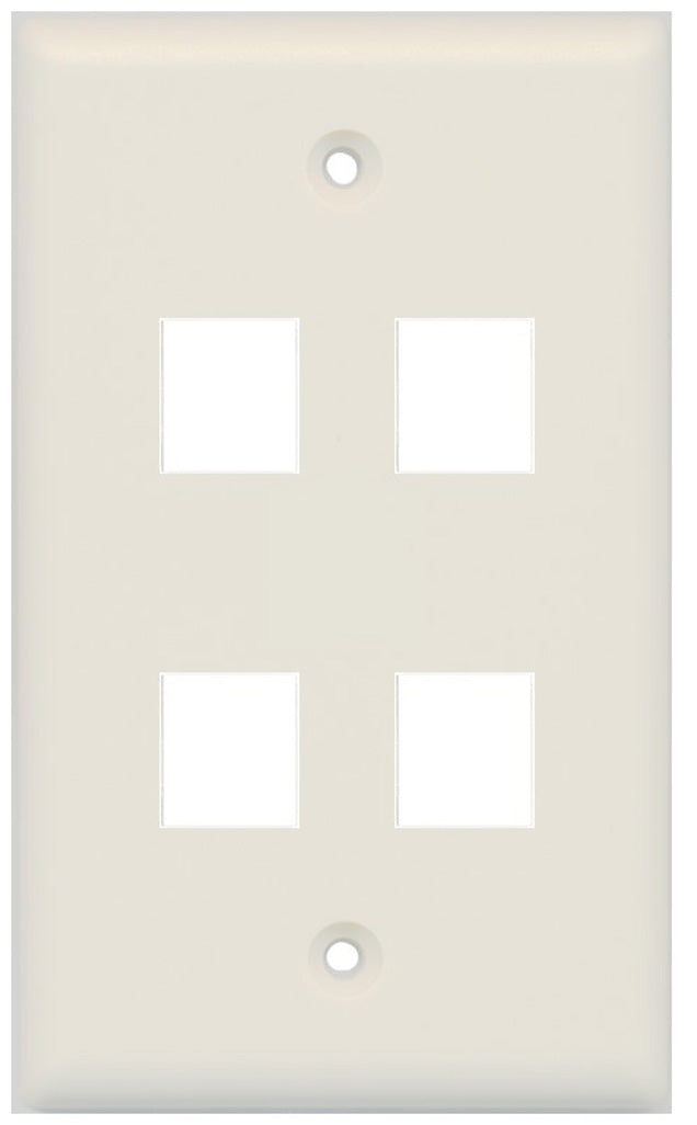 RiteAV Blank Wall Plate for Keystone Jacks - Light Almond 1 Gang 4 Port