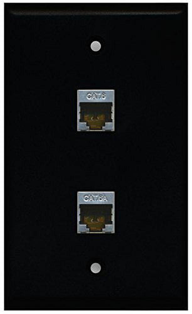 RiteAV - Black 1 Port Shielded Cat6 Ethernet 1 Port Cat6a Wall Plate