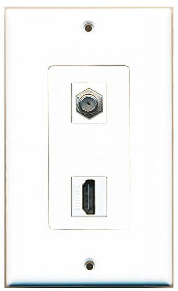 RiteAV - 1 x Cable TV Coax and 1 x HDMI Port Wall Plate Decorative Type - White