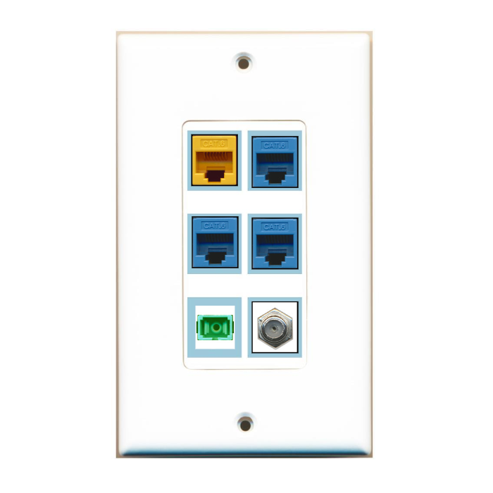 6 Port Custom Keystone Wall Plate DecorZ White