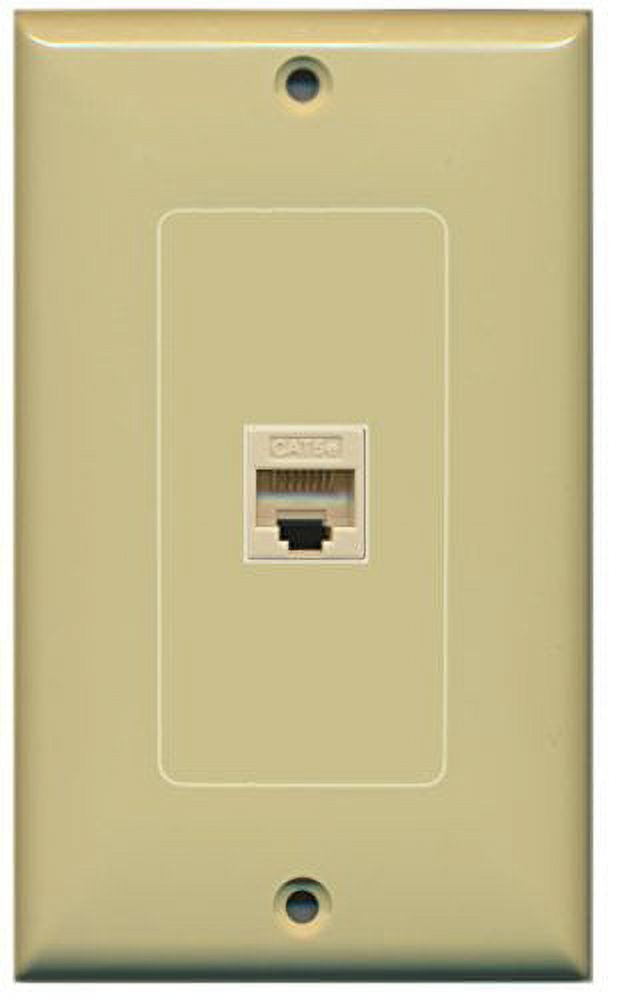 RiteAV - New Single Port Decorative Network Wall Plate - (Tooless) F/F - Ivory