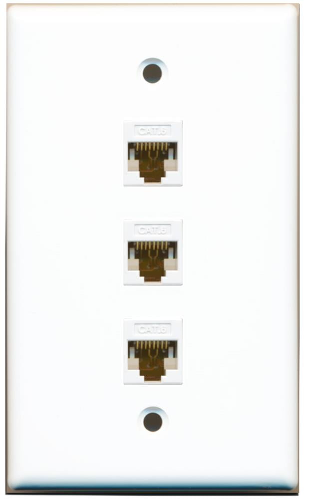 RiteAV - 3 Port Cat6 Female-Female Wall Plate - White