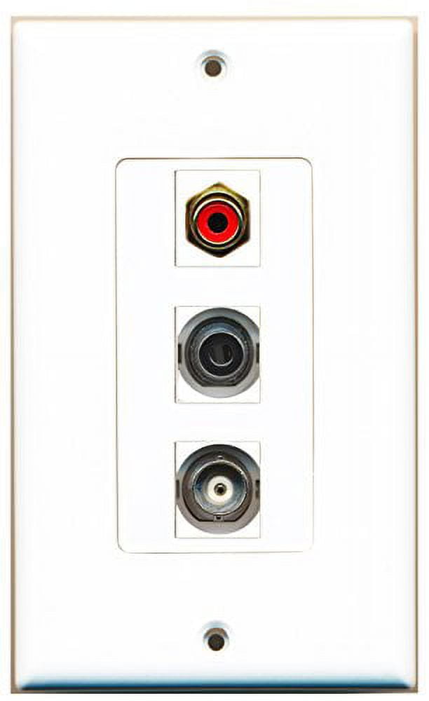 RiteAV 1 Port RCA Red 1 Port 3.5mm 1 Port BNC Wall Plate OVERSIZED