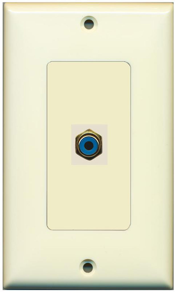 RiteAV - 1 RCA Blue for Subwoofer Audio Port Wall Plate Decorative - Light Almond