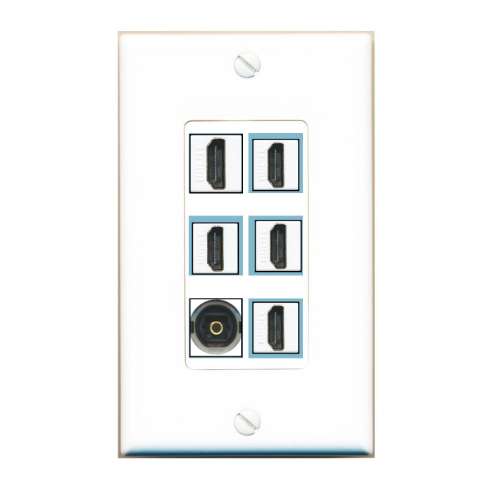 DecorZ Custom Wall Plate White with up to 6 Keystone Ports