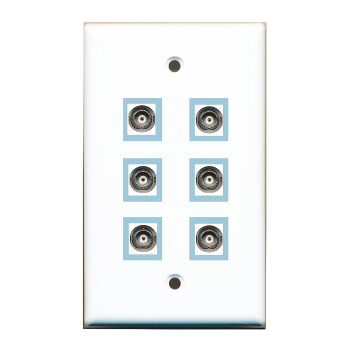 6 Port Custom Keystone Wall Plate Solid White