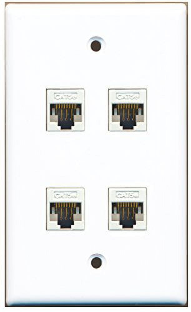 RiteAV - 4 Port Cat5e Female-Female Wall Plate White