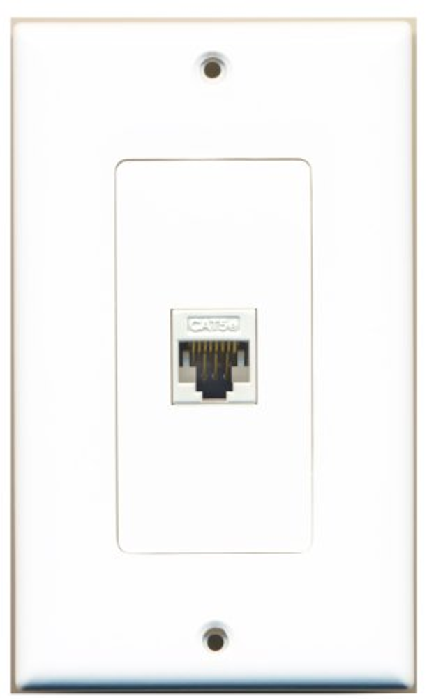 RiteAV - New Single Port Decorative Network Wall Plate - White (Tooless) F/F