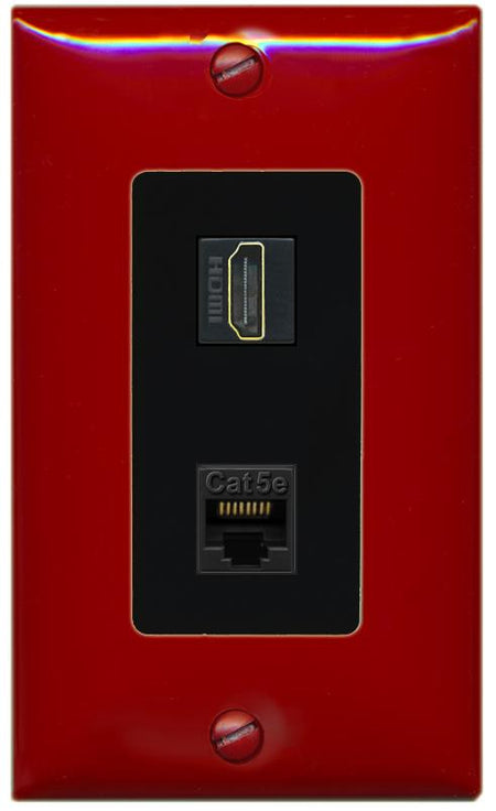 RiteAV 1 Port HDMI Cat5e-Ethernet Decorative Wall Plate - 1 Gang [Red/Black]
