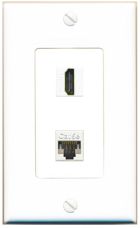 RiteAV 1 Port HDMI Cat5e-Ethernet Decorative Wall Plate - 1 Gang [White]