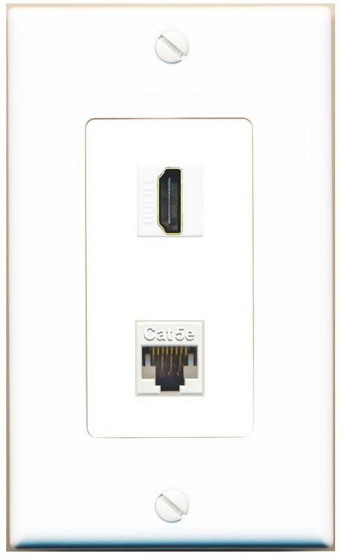 RiteAV 1 Port HDMI Cat5e-Ethernet Decorative Wall Plate - 1 Gang [White]