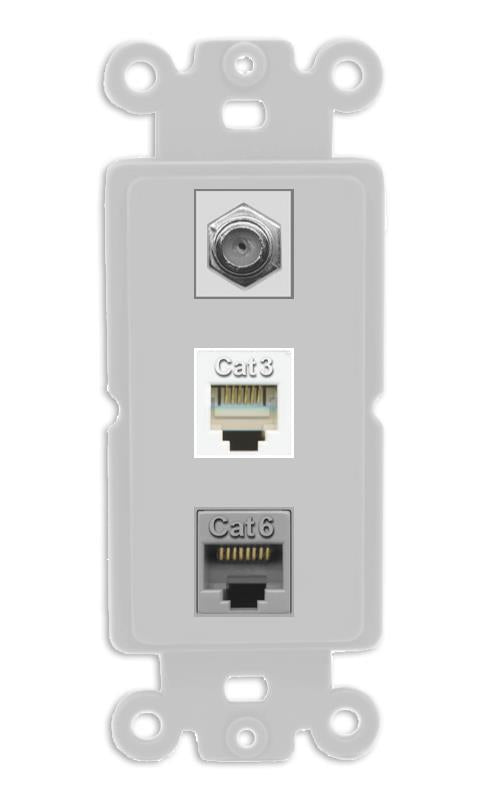 RiteAV 1 Port CAT6 Ethernet COAX PHONE Wall Plate - Rocker [Gray/Gray]