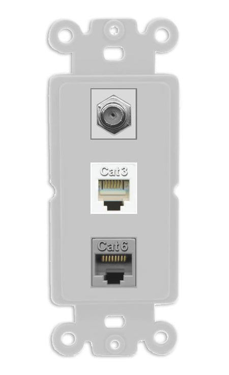 RiteAV 1 Port CAT6 Ethernet COAX PHONE Wall Plate - Rocker [Gray/Gray]