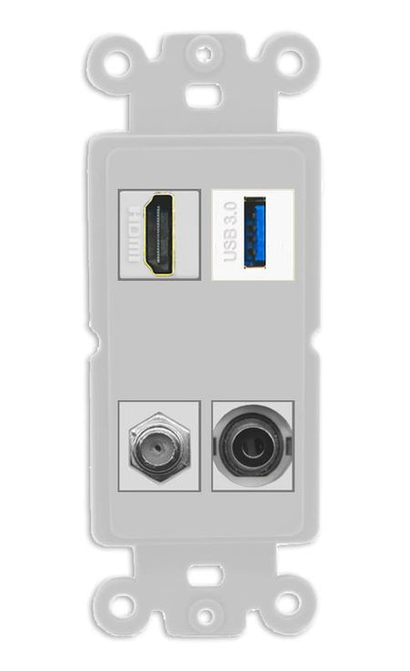 RiteAV HDMI and Coax USB3 + 3.5mm Jack Wall Plate - Rocker [Gray/Gray]