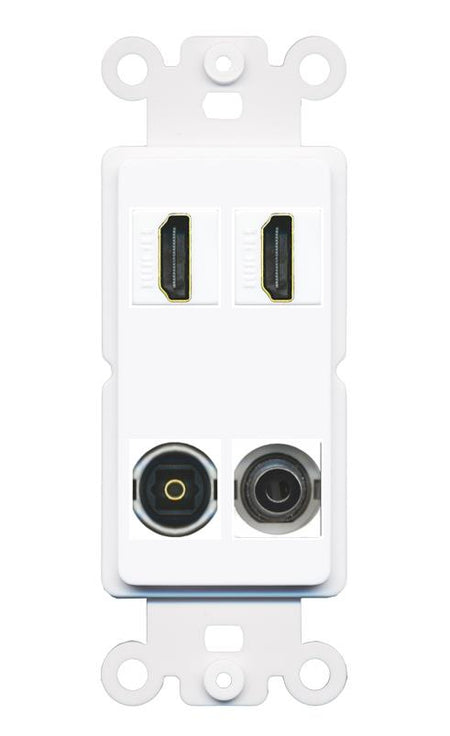 RiteAV 2 Port HDMI 1 Toslink 3.5mm Jack Wall Plate - Rocker [White]
