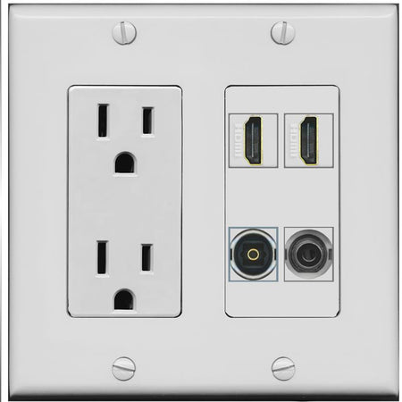 RiteAV 2 Port HDMI 1 Toslink 3.5mm Jack Wall Plate - Outlet [Gray/Gray]