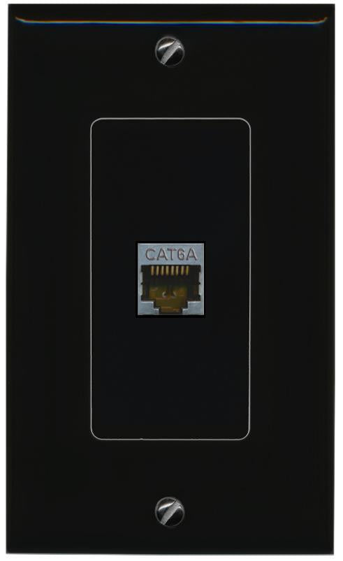 RiteAV CAT 6A 1 Port Shielded Cat6a Wall Plate 1 Gang Decorative - 1 Gang [Black/Black]