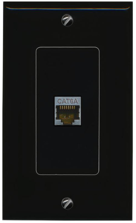 RiteAV CAT 6A 1 Port Shielded Cat6a Wall Plate 1 Gang Decorative - 1 Gang [Black/Black]
