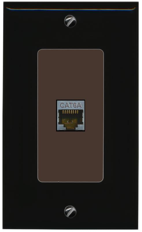 RiteAV CAT 6A 1 Port Shielded Cat6a Wall Plate 1 Gang Decorative - 1 Gang [Black/Brown]