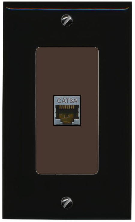 RiteAV CAT 6A 1 Port Shielded Cat6a Wall Plate 1 Gang Decorative - 1 Gang [Black/Brown]