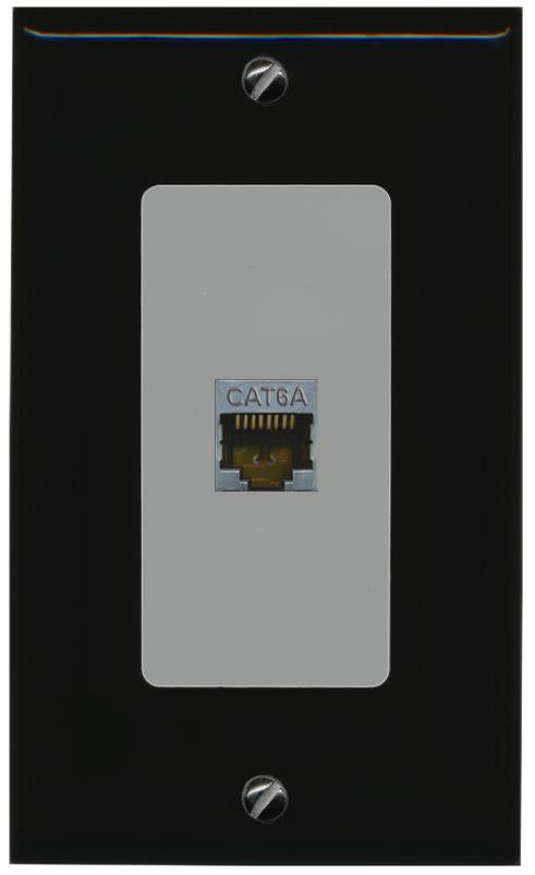 RiteAV CAT 6A 1 Port Shielded Cat6a Wall Plate 1 Gang Decorative - 1 Gang [Black/Gray]
